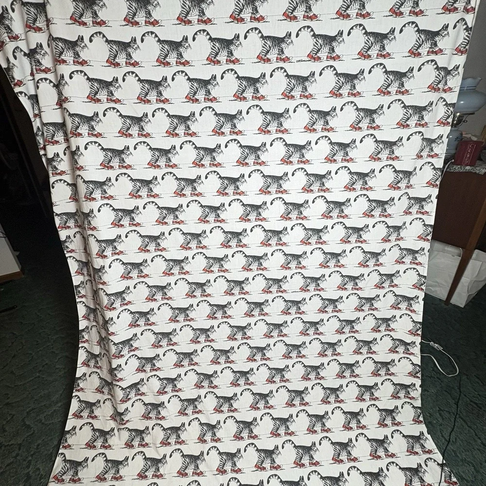 B Kliban Cat Lover Sewing Fabric Vintage Material Crafts Twin Flat Sheet VTG